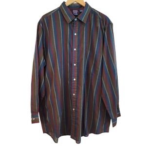VTG Bristol Blues Striped Button Up Shirt Sz 2XLT Lightweight Grunge Hipster EUC